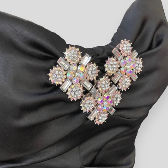 Cache Vintage Glam Black Strapless Maxi Dress with Swarovski Crystals Size 6 - Picture 3 of 10